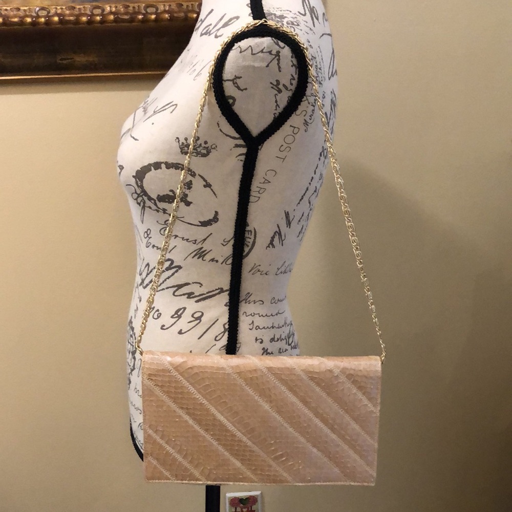 Mr. Jay Classic Gold-tone chain lined snakeskin leather bag + change purse